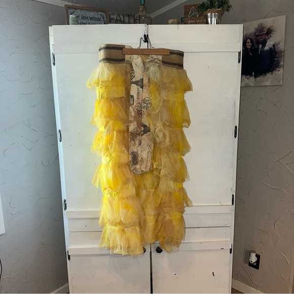 One of a kind Paris Montana Bustle Skirt Golden Tiered Maxi Skirt! One Size - Picture 9 of 16